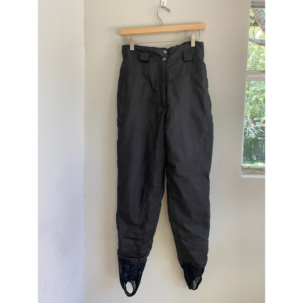 VTG Downhill Racer Women Snow Ski Pants Stirrups Black Size 8 Waterproof Coated